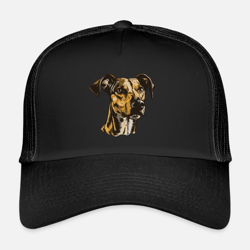 Greyhound Hund Portrait - Trucker Cap - Schwarz/Schwarz