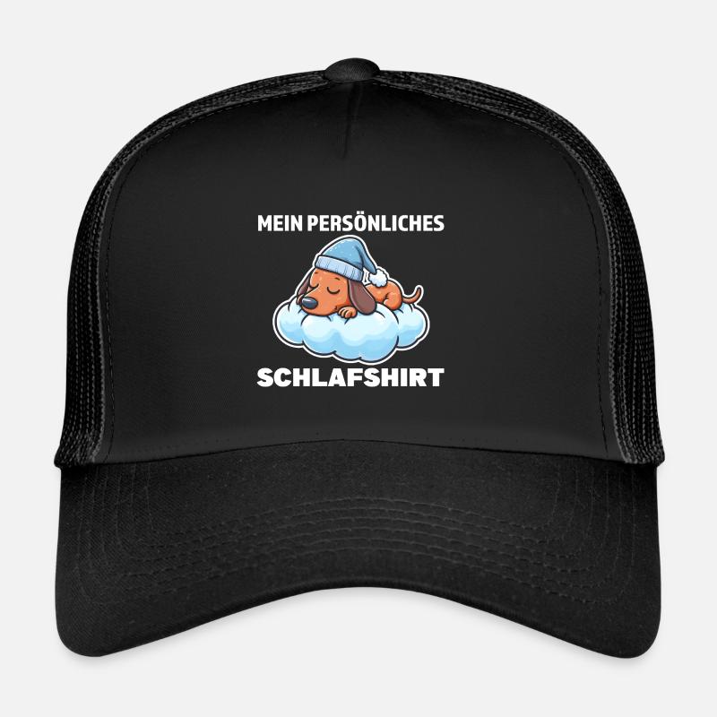 Schlafshirt Dachshund Schlafanzug Geschenk - Trucker Cap - Schwarz/Schwarz