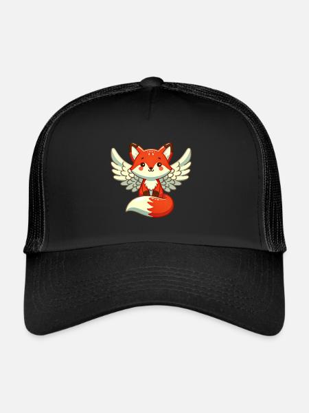 Red Fox Angel - Gracieux avec des ailes - Casquette trucker  - noir/noir - Devant