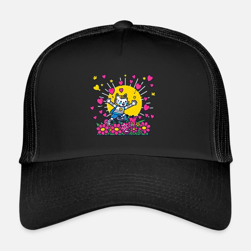 Kinderbild Malen Katze Luftballon Herz Trucker Cap