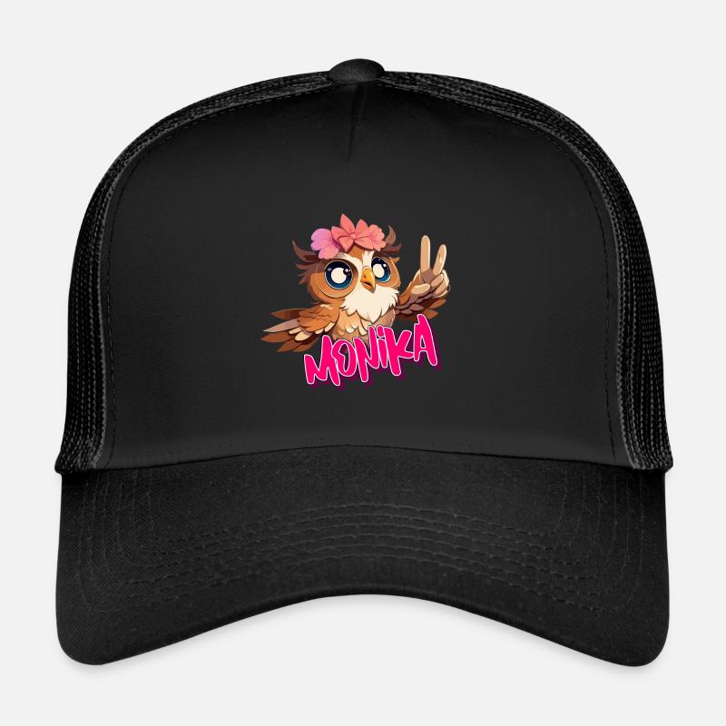 MONIKA - Schöner Mädchen Name mit süßer EULE Trucker Cap