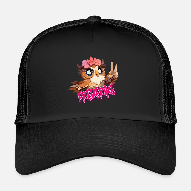 FREDERIKE - Schöner Mädchen Name mit süßer EULE Trucker Cap