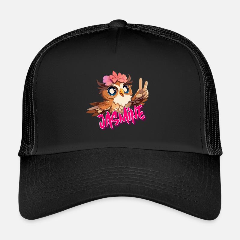JASMINE - Schöner Mädchen Name mit süßer EULE Trucker Cap