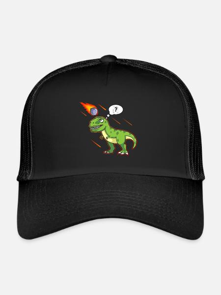 T-Rex Tyrannosaurus Rex Stein Schere Papier Dino - Trucker Cap - Schwarz/Schwarz - Vorne