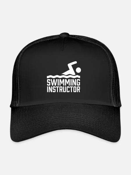 Swimming Instructor Swimming Swimming Coach Swimming Course - Trucker Cap - black/black - Front
