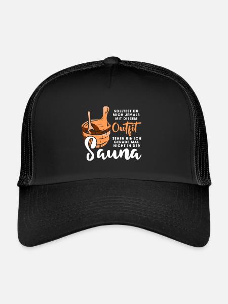 Sauna Saunameister Saunieren - Trucker Cap - Schwarz/Schwarz - Vorne