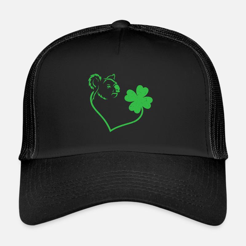 Koala Kleeblatt Herz Liebe - Trucker Cap - Schwarz/Schwarz