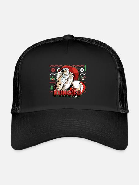 Kung Fu Santa Ugly Cristmas Design for a Martial - Trucker Cap - black/black - Front