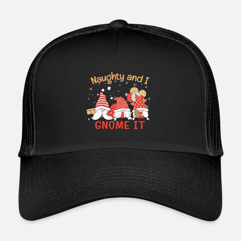 Naughty and I gnome it funny Christmas plaid Trucker Cap