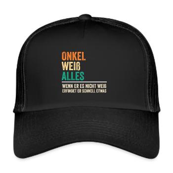 Patenonkel Pate Onkel - Trucker Cap - Schwarz/Schwarz - Vorne