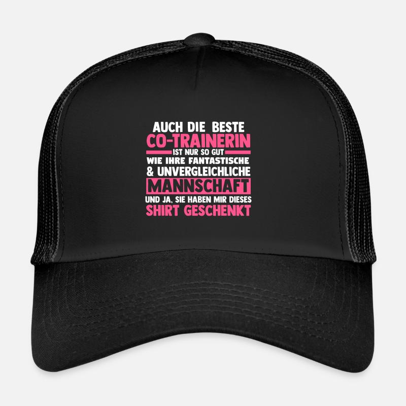 Co-Trainerin Sport Trainerin Geschenk - Trucker Cap - Schwarz/Schwarz