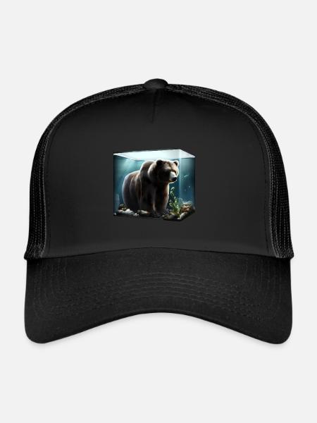 Ours dans l’aquarium - Casquette trucker  - noir/noir - Devant