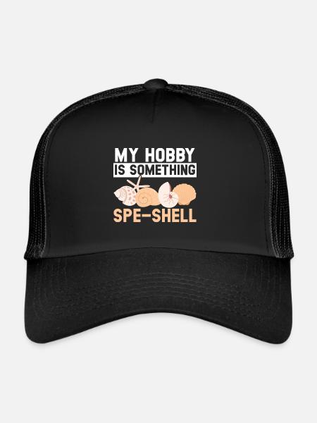 Mon hobby est autre chose : le peignage de plage de coquillages - Casquette trucker  - noir/noir - Devant