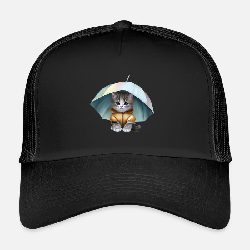 Chaton en imperméable - Casquette trucker - noir/noir