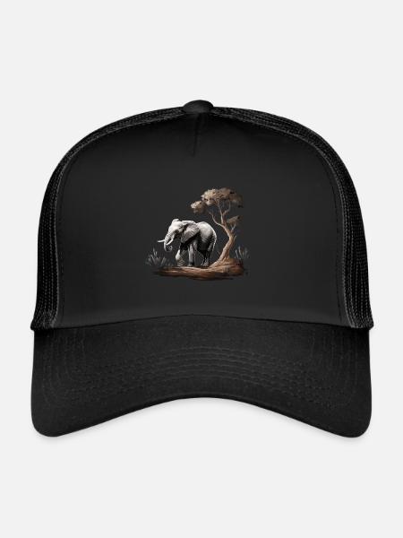 Eléphant Afrique Asie Animal - Casquette trucker  - noir/noir - Devant