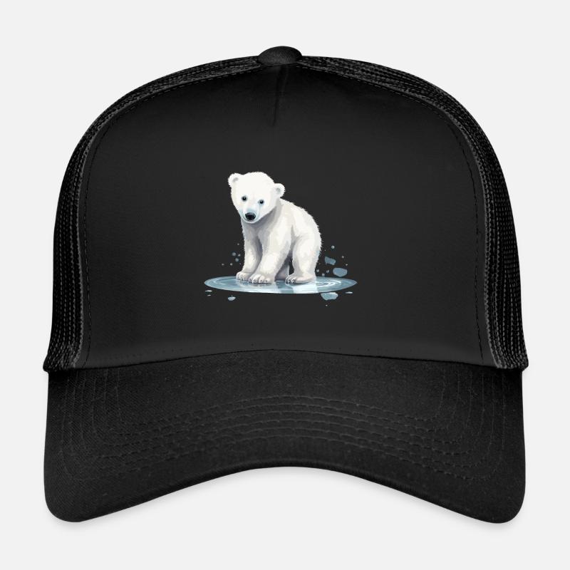 Eisbär Baby Polarbär Bär - Trucker Cap - Schwarz/Schwarz