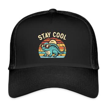 Lézard rétro avec lunettes de soleil - Casquette trucker  - noir/noir - Devant