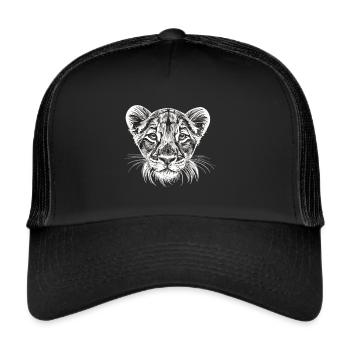 Tender innocence: Siberian lion cub in white - Trucker Cap - black/black - Front