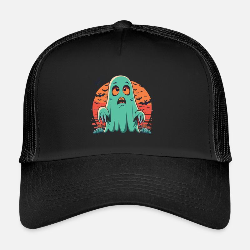 creepy ghost in retro style Trucker Cap