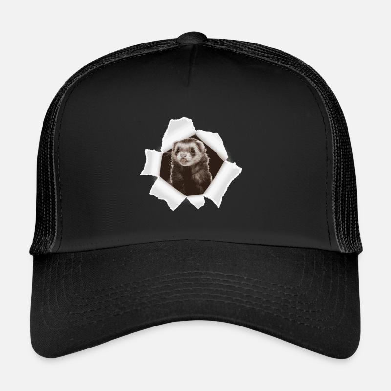 Weasel looking through hole Trucker Cap