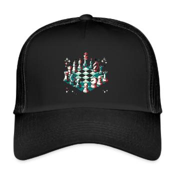 Pixel Chess Art Chess joueur cadeau - Casquette trucker  - noir/noir - Devant