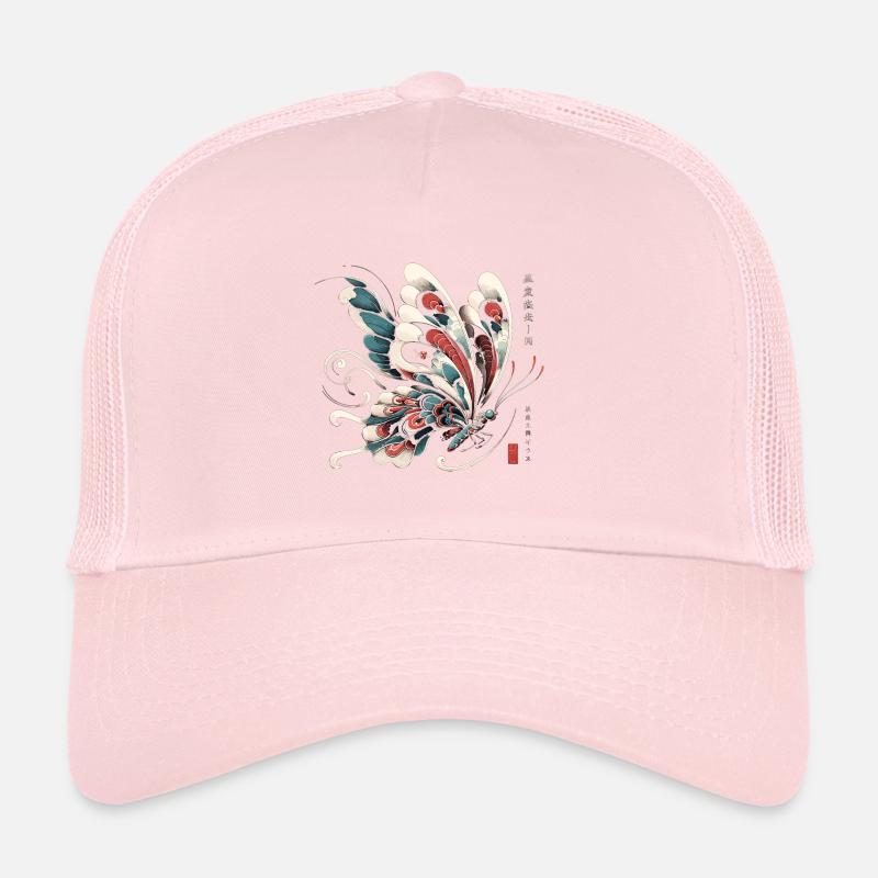 Papillon en fleur de cerisier : esthétique japonaise Casquette trucker 