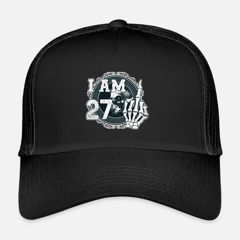 Ich bin 27 plus 1 Mittelfinger Totenkopf lustig 28. Trucker Cap