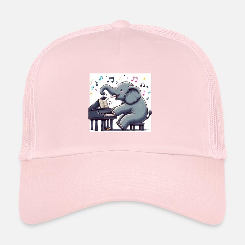 Éléphant au piano Casquette trucker 