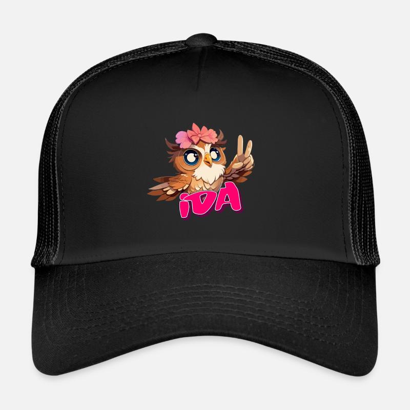 IDA - Schöner Mädchen Name mit süßer EULE Trucker Cap