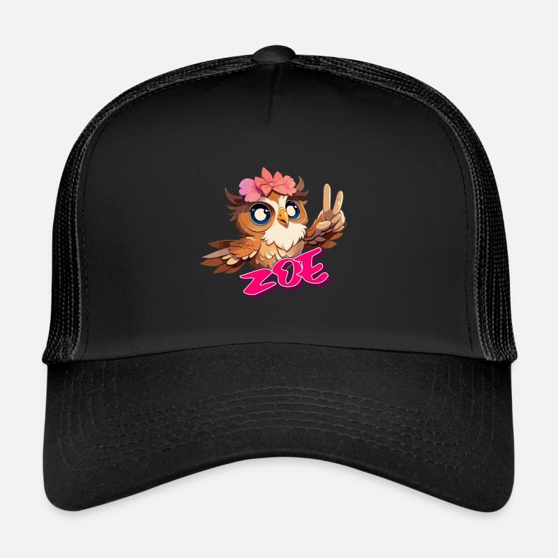 ZOE - Schöner Mädchen Name mit süßer EULE Trucker Cap