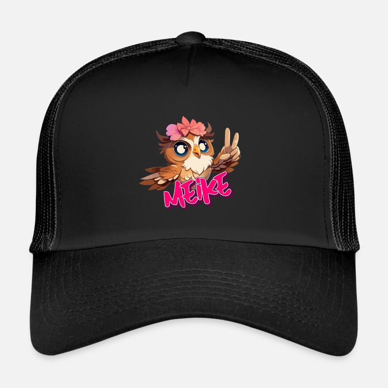 MEIKE - Schöner Mädchen Name mit süßer EULE Trucker Cap
