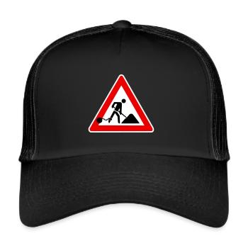 Attention work frustration traffic signs work site - Trucker Cap - black/black - Front