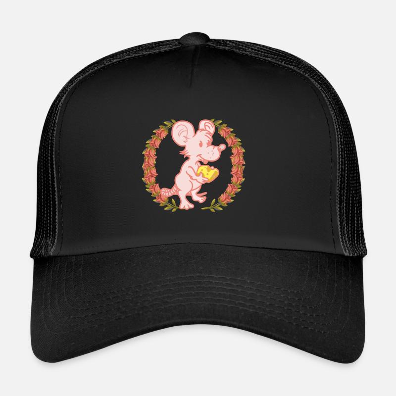 Maus Geburtstagsgeschenk Käse Rosen Gratulieren - Trucker Cap - Schwarz/Schwarz