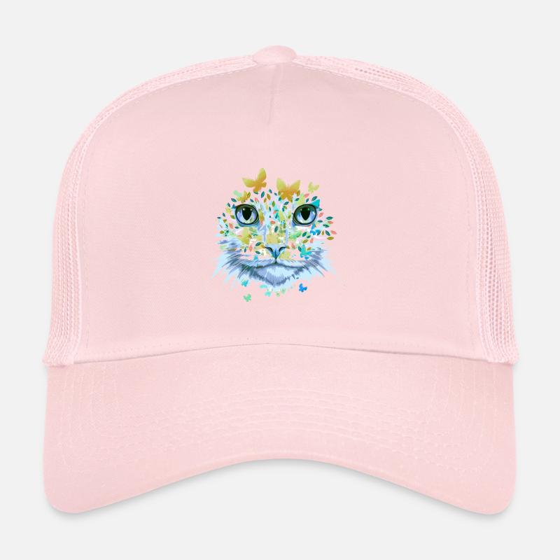 Chat Chat Visage Chats Chaton Fleurs Insecte Casquette trucker 