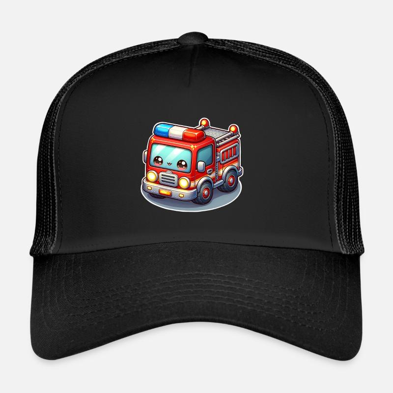 Pompiers avec visage d’enfants - Casquette trucker  - noir/noir