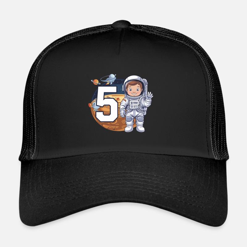 5e anniversaire Astronaute Aventure spatiale pour les garçons Casquette trucker 