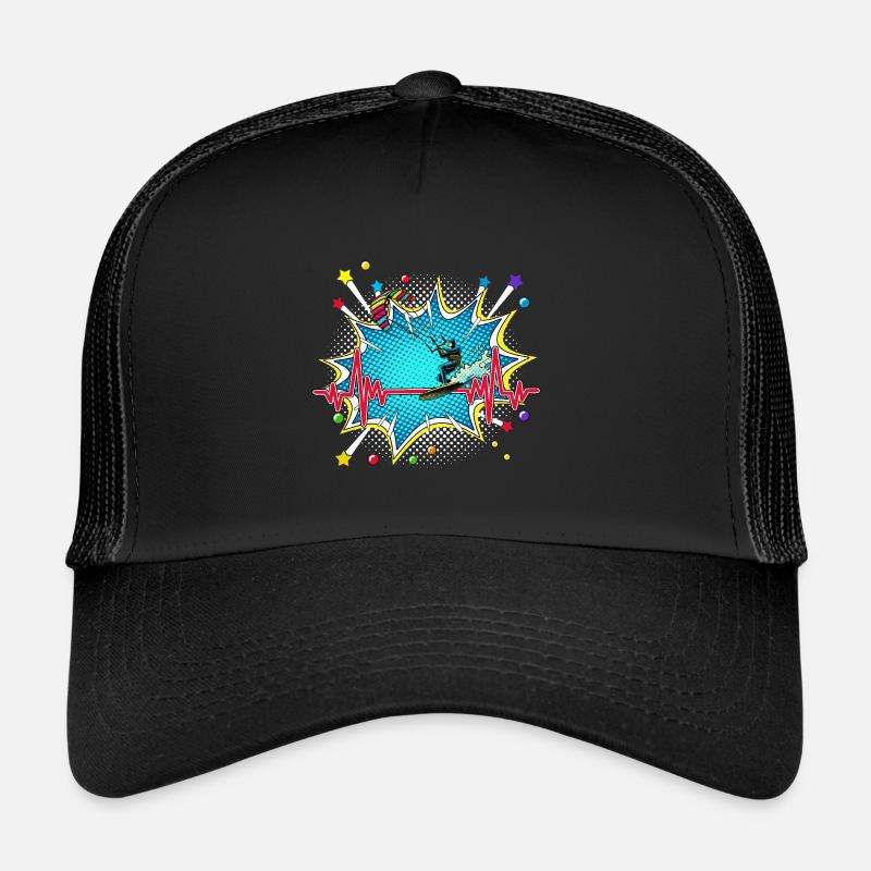 Climbing Pop Art Comic Retro Herzschlag - Trucker Cap - Schwarz/Schwarz