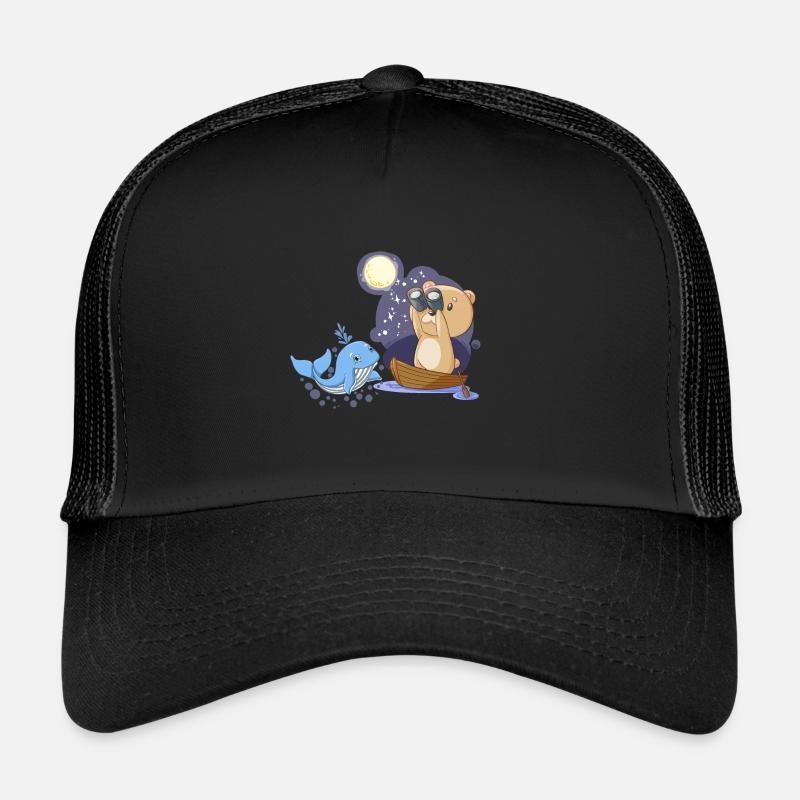 Teddy Bear Sailor with Whale Fantasy Kids Trucker Cap