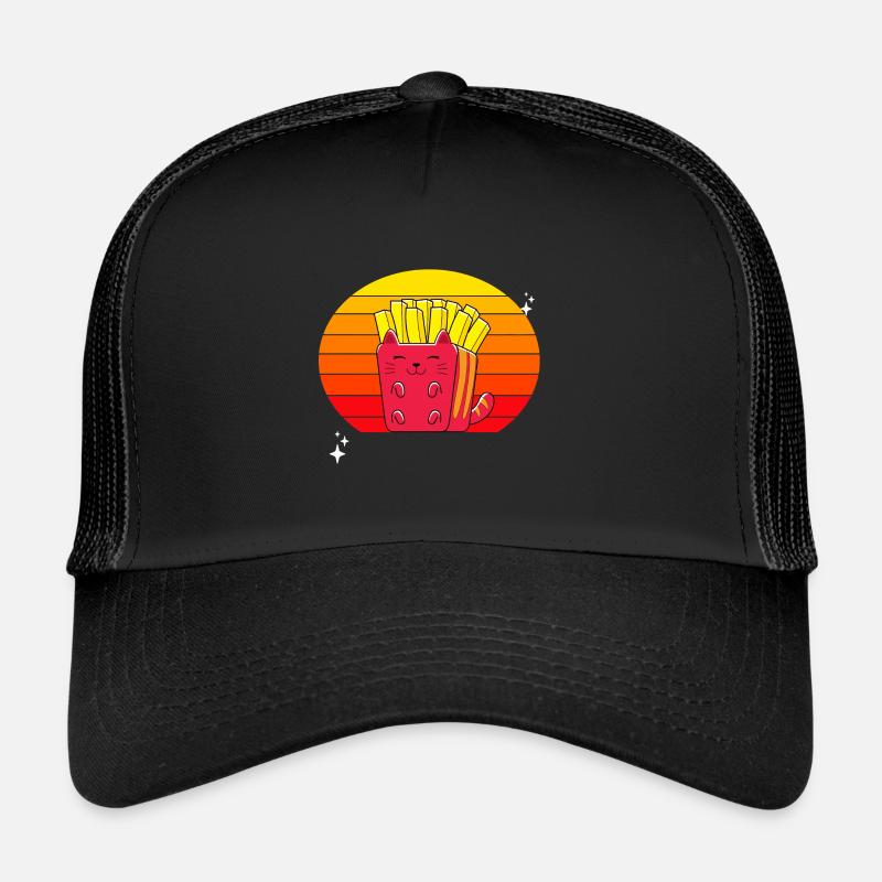 Chats Frites Coucher de soleil Casquette trucker 