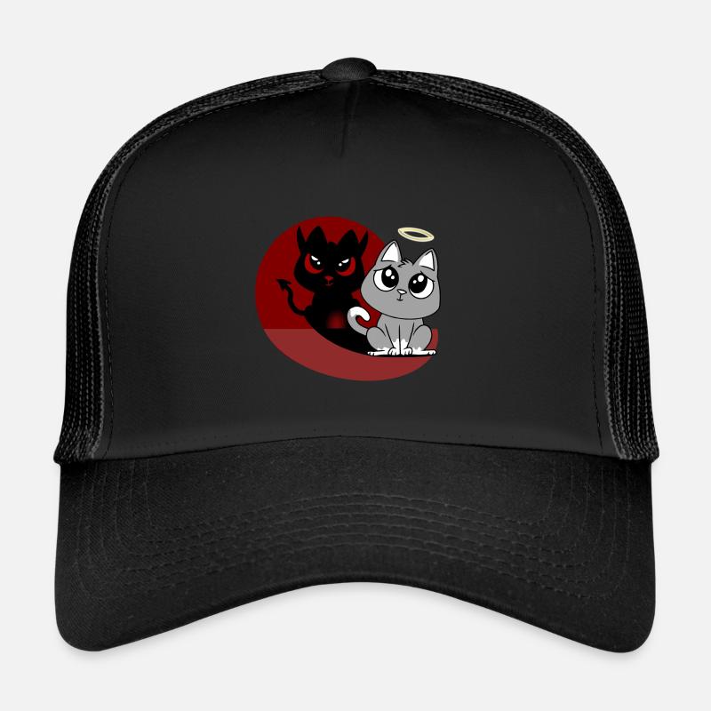 Quoi? I Was’s Not - Devil Angel Evil Cat - Casquette trucker  - noir/noir
