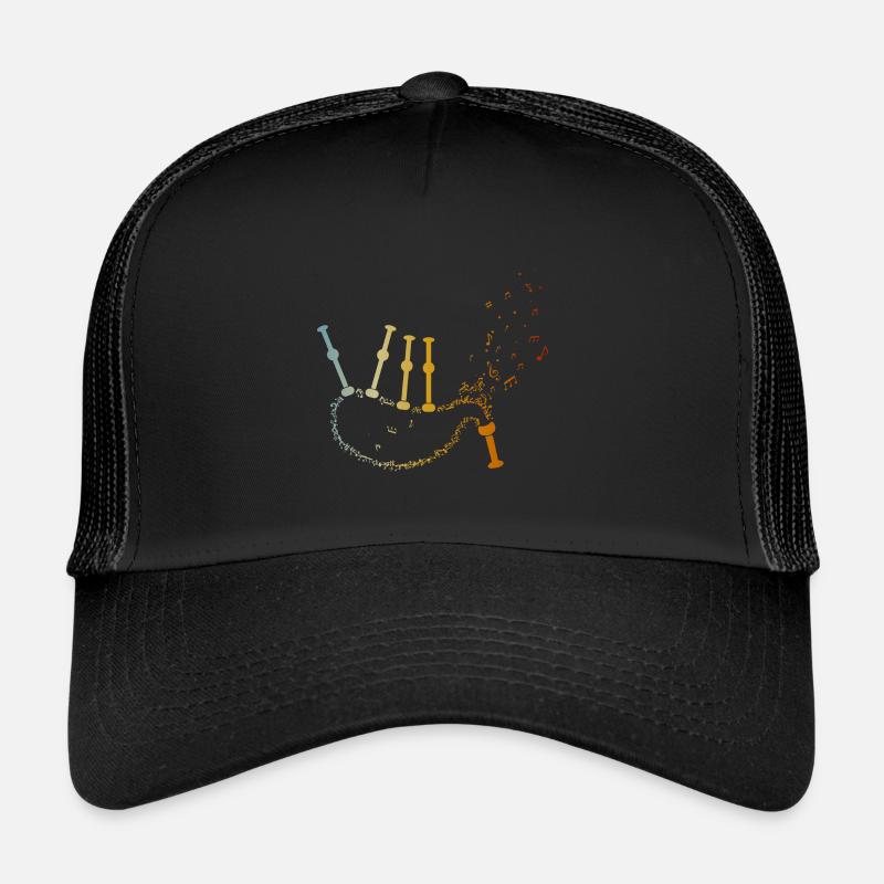 Vintage Bagpipes Notes Bagpipe Of Notes - Trucker Cap - black/black