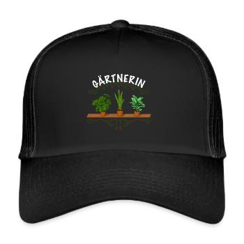 Gärtnerin Pflanzen - Trucker Cap - Schwarz/Schwarz - Vorne