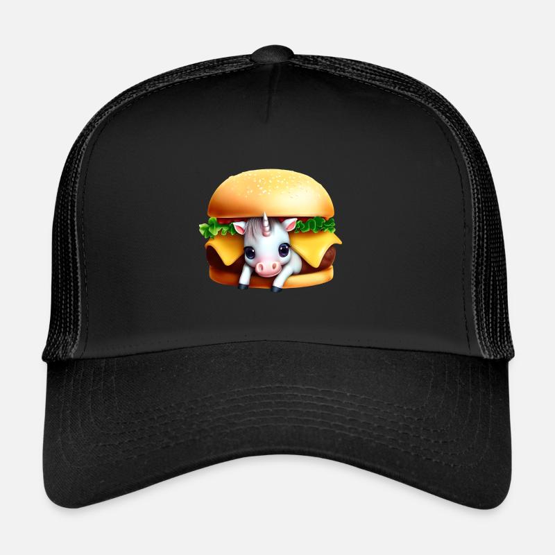 Licorne Cheeseburger - Casquette trucker  - noir/noir