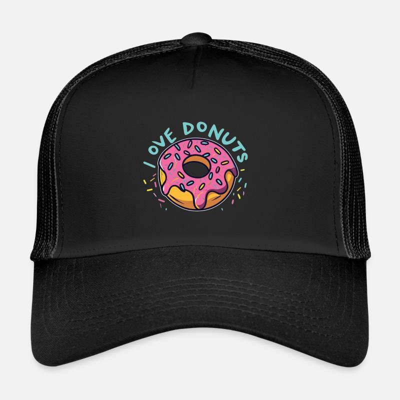 Donut-Leidenschaft - Liebe, Leben, Donuts! - Trucker Cap - Schwarz/Schwarz