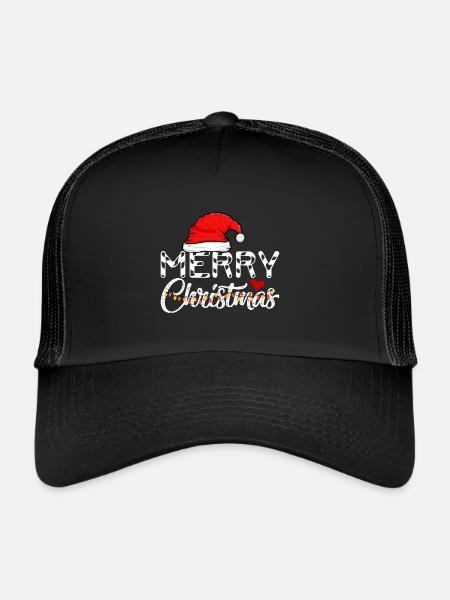 Weihnachtsmann Lebkuchen Rentier Winter - Trucker Cap - Schwarz/Schwarz - Vorne
