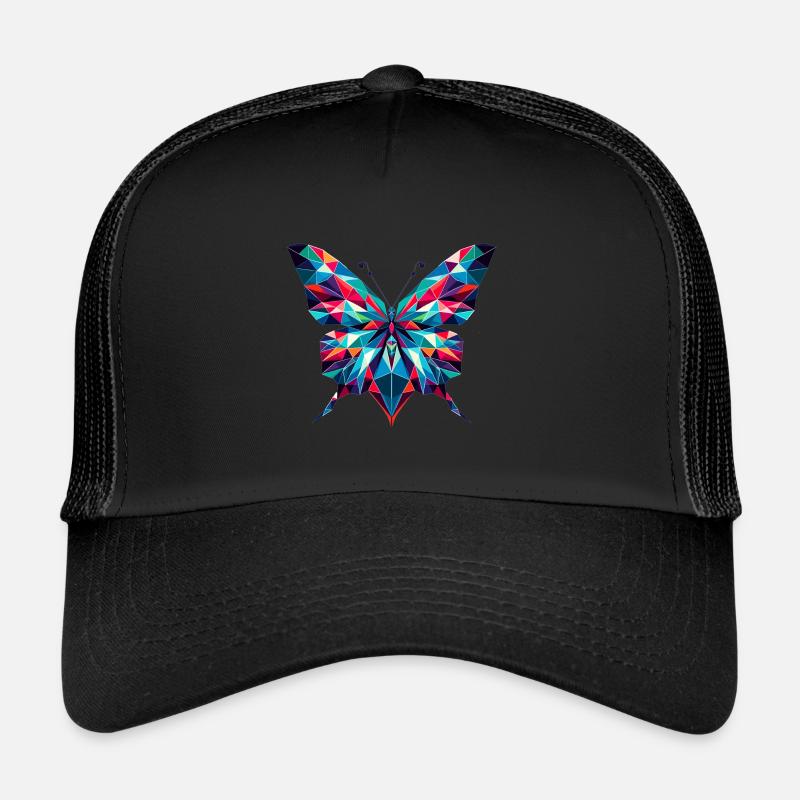 Schmetterling in Polygonendarstellung - Trucker Cap - Schwarz/Schwarz