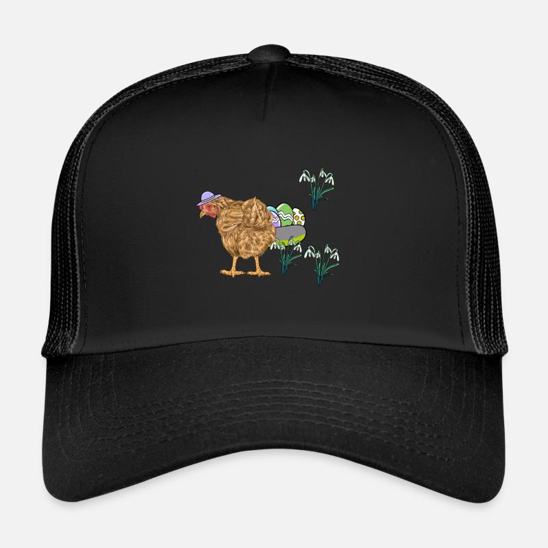 Huhn Federvieh Eier Nest Ostereier Ostern - Trucker Cap - Schwarz/Schwarz