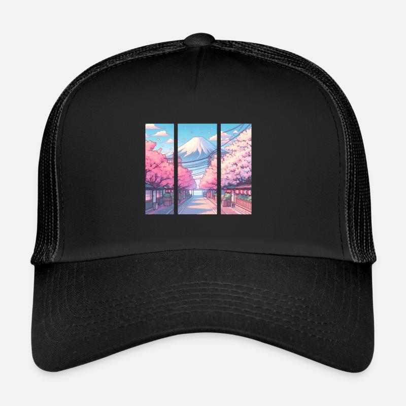 Japanese Cherry Blossom Route - Trucker Cap - black/black