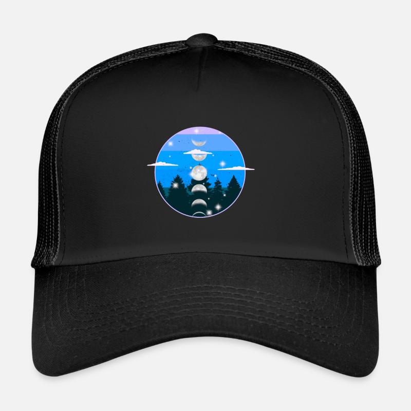 Forêt Nature Lune Phase Lune Mystique Casquette trucker 