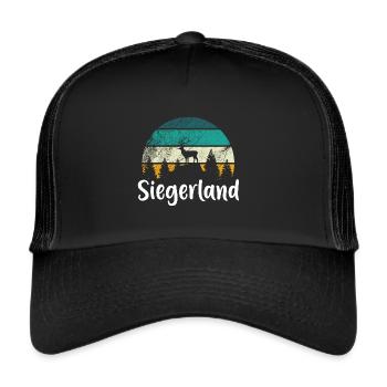 Siegerland Stadt Siegen Heimat Sejerlänner - Trucker Cap - Schwarz/Schwarz - Vorne